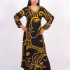 Abstract Face Print Cordset ladies dress